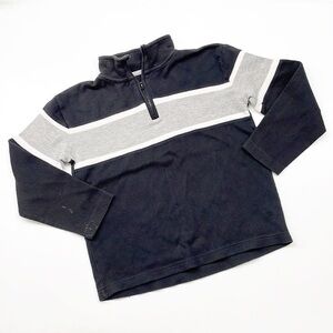 Triveni big boys black/gray striped half zip jacket